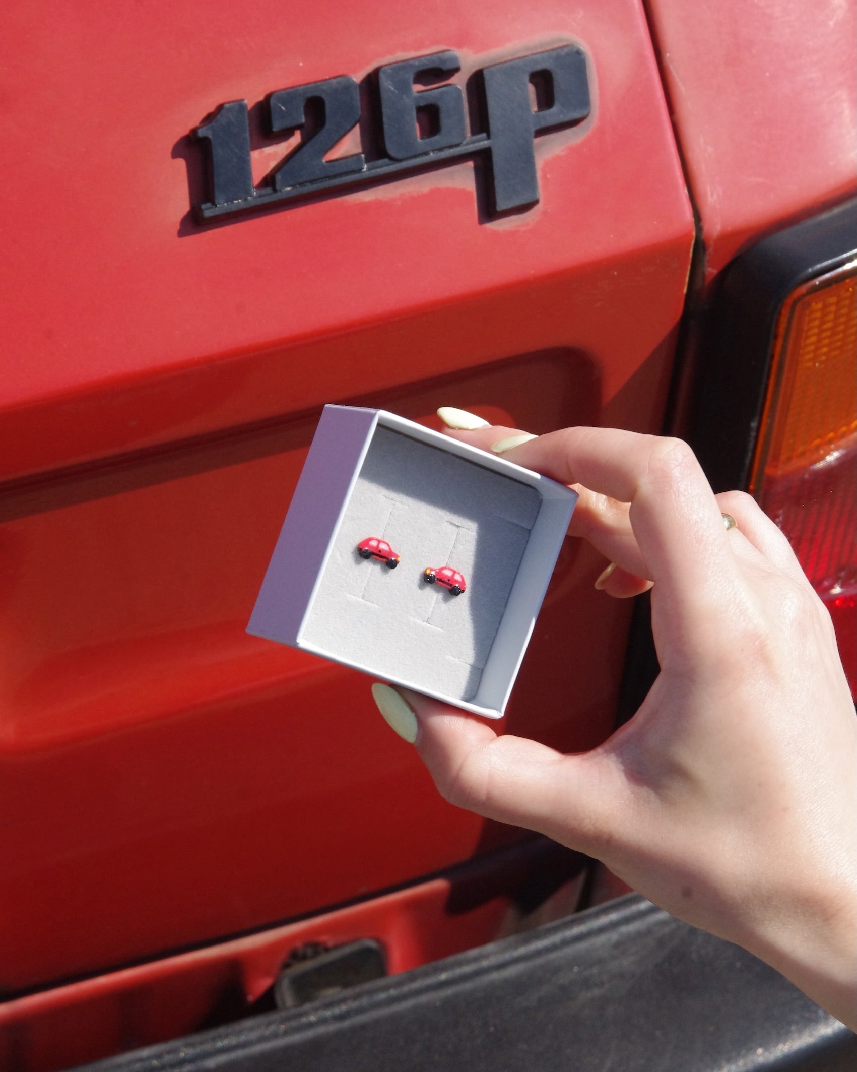 Kolczyki Fiat 126p Czerwone