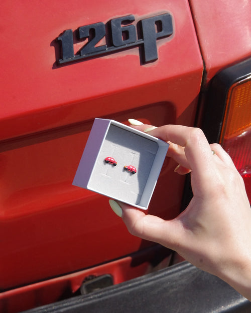Kolczyki Fiat 126p Czerwone